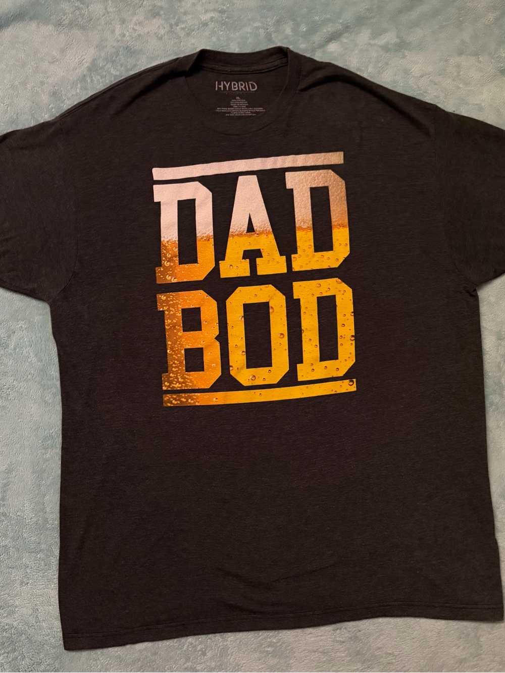 Hybrid Apparel Beer Foam 'DAD BOD' Graphic Blue Charcoal XL